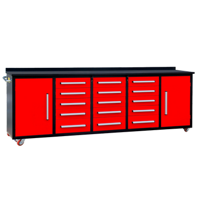 10ft 15-Drawer Storage Workbench with Wheels