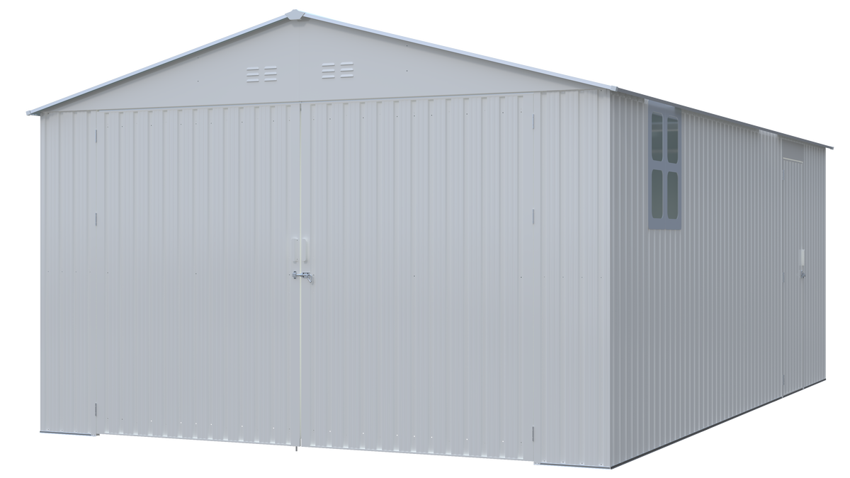 Outdoor Storage Shed 20x13 FT - Metal Garden Utility Shed with Ventilation - Silver