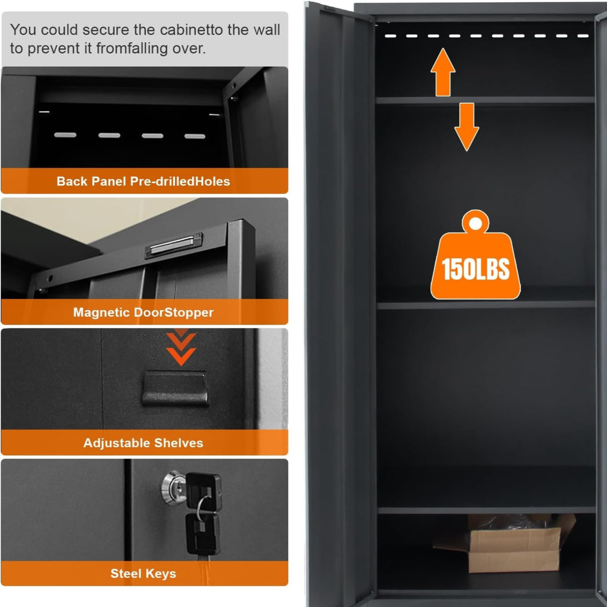 Garage Storage Cabinet System 9-Pcs Workshop Set Garage Cabinets and Storage System with Steel Cabinet Drawers, Rolling Chest, Workbench, Pegboard for Garage Tool Organization, Black
