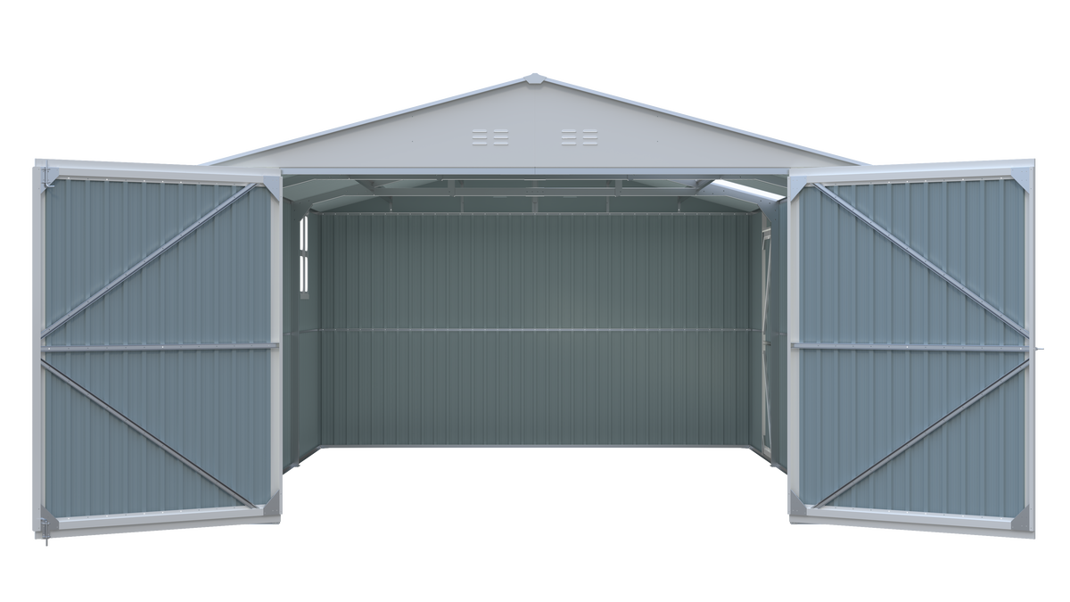 Outdoor Storage Shed 20x13 FT - Metal Garden Utility Shed with Ventilation - Silver