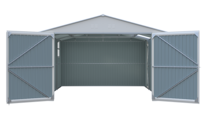 Outdoor Storage Shed 20x13 FT - Metal Garden Utility Shed with Ventilation - Silver