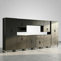 Garage Cabinet System Built to Organize Workshops, Heavy Duty Steel, Modular Design, Workbench Included