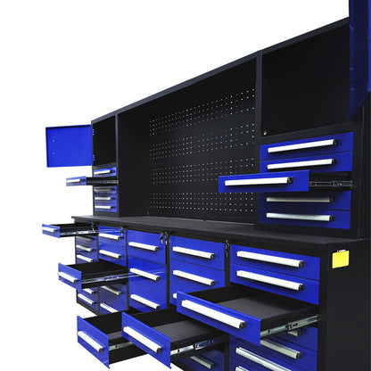 10ft Workbench Cabinet(40 Drawers, 2 Cabinets & 1 Pegboard)