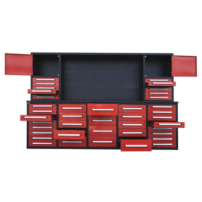 10ft Workbench Cabinet(40 Drawers, 2 Cabinets & 1 Pegboard)