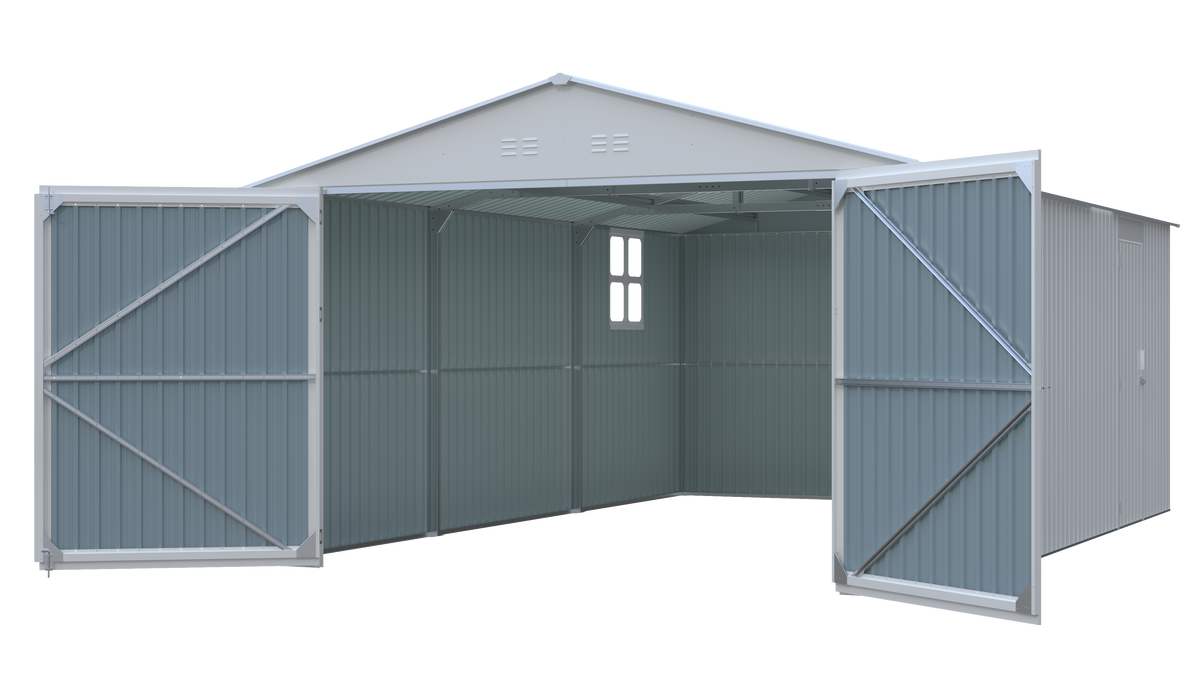 Outdoor Storage Shed 20x13 FT - Metal Garden Utility Shed with Ventilation - Silver
