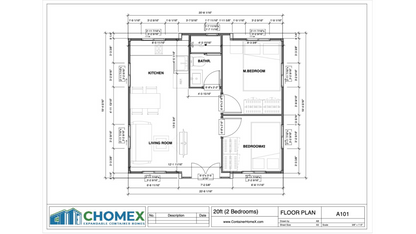 Duo Mod – 20' Expandable Container Home | 2 Bedroom | Full Bath, Kitchen, Dinette & Living Room | 385 SF Tiny Home
