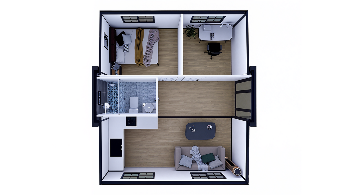 Duo Mod – 20' Expandable Container Home | 2 Bedroom | Full Bath, Kitchen, Dinette & Living Room | 385 SF Tiny Home