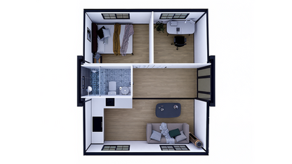 Duo Mod – 20' Expandable Container Home | 2 Bedroom | Full Bath, Kitchen, Dinette & Living Room | 385 SF Tiny Home