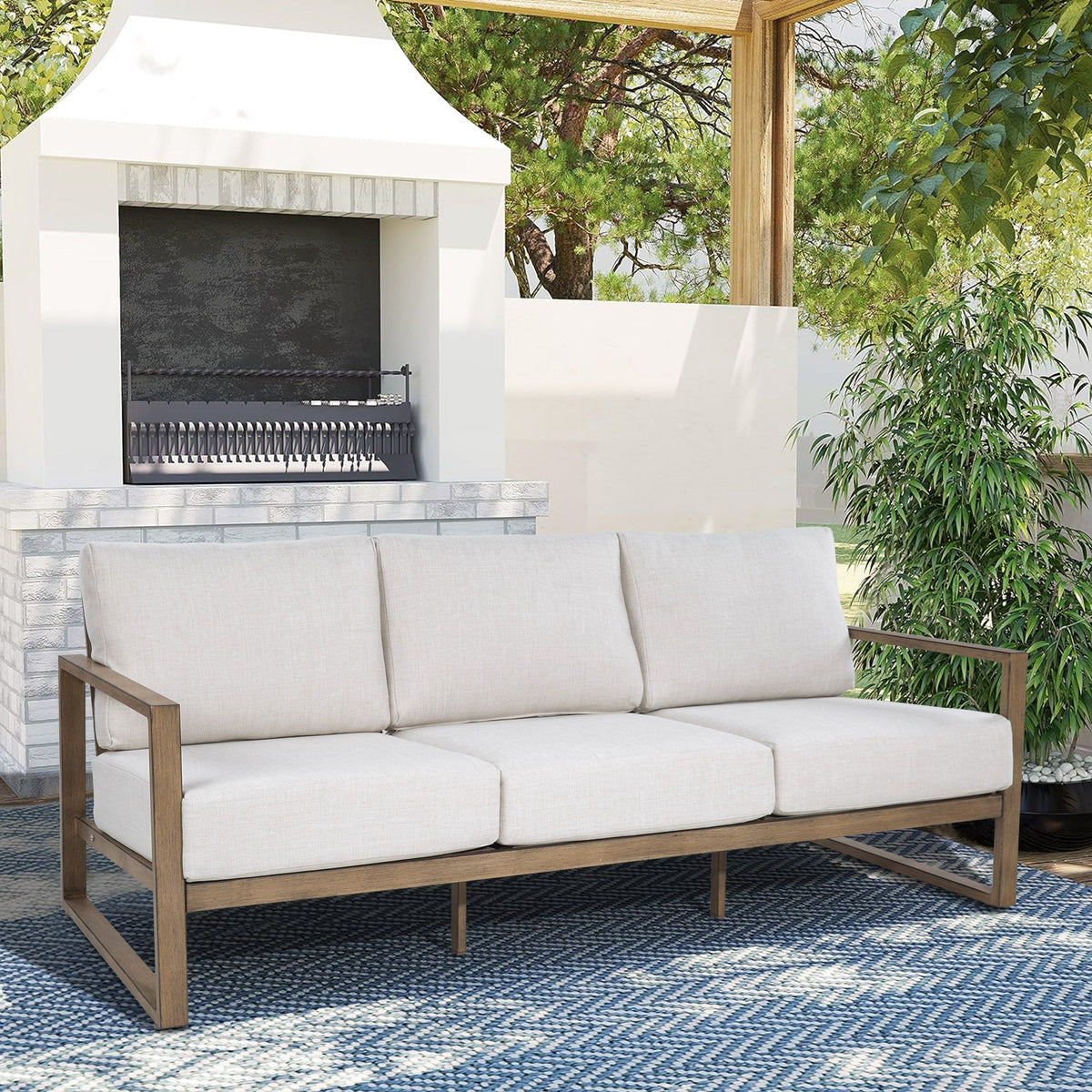 Hamarto 7 Pieces Aluminum Patio Swivel Seating Set With Ottoman