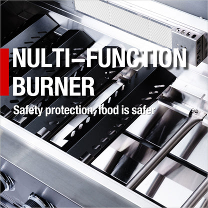 NG 95" 6-Burner 85000 BTU Black Outdoor Kitchen Island Grill Rotisserie kit Granite Countertops