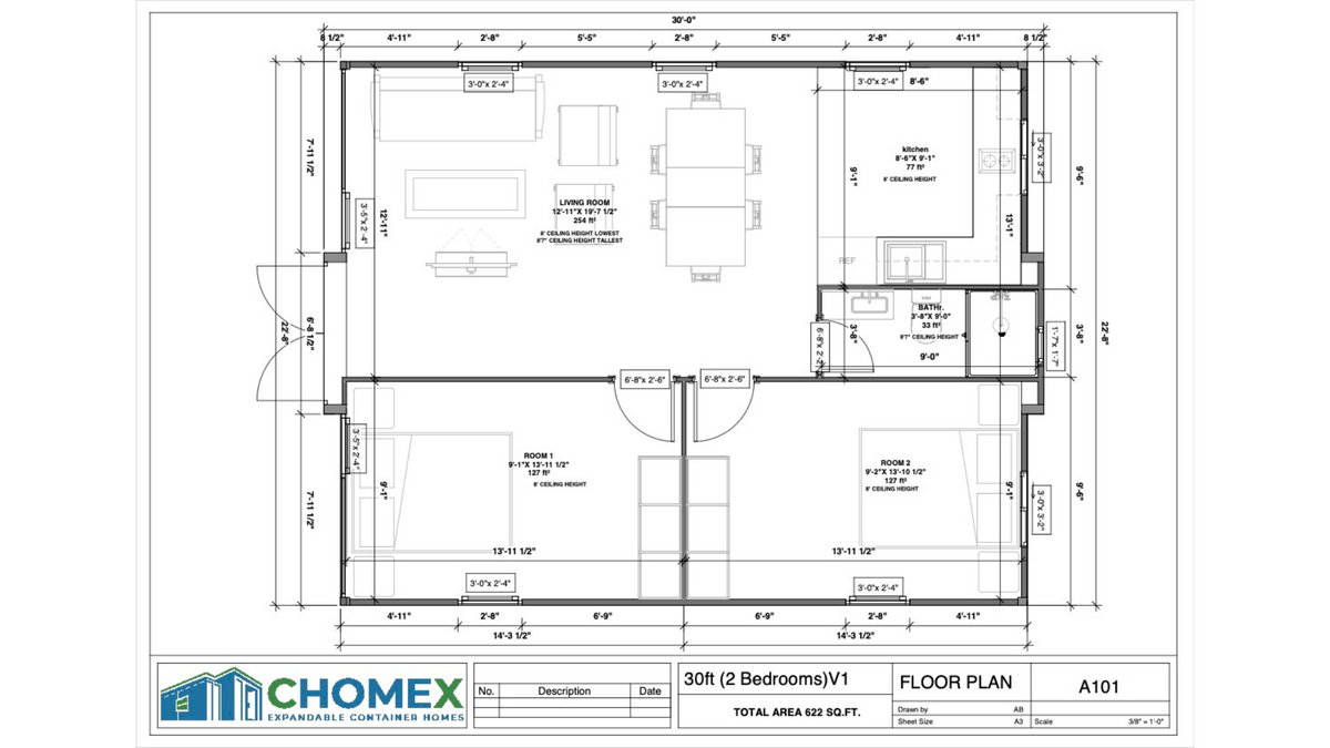 Haven Nest – 30' Expandable Container Home | 2 Bedrooms | Full Bath, Kitchen, Living Room | 585 SF Modular Tiny Home