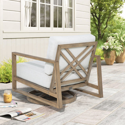 Hamarto 7 Pieces Aluminum Patio Swivel Seating Set With Ottoman
