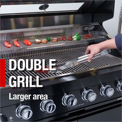NG 95" 6-Burner 85000 BTU Black Outdoor Kitchen Island Grill Rotisserie kit Granite Countertops