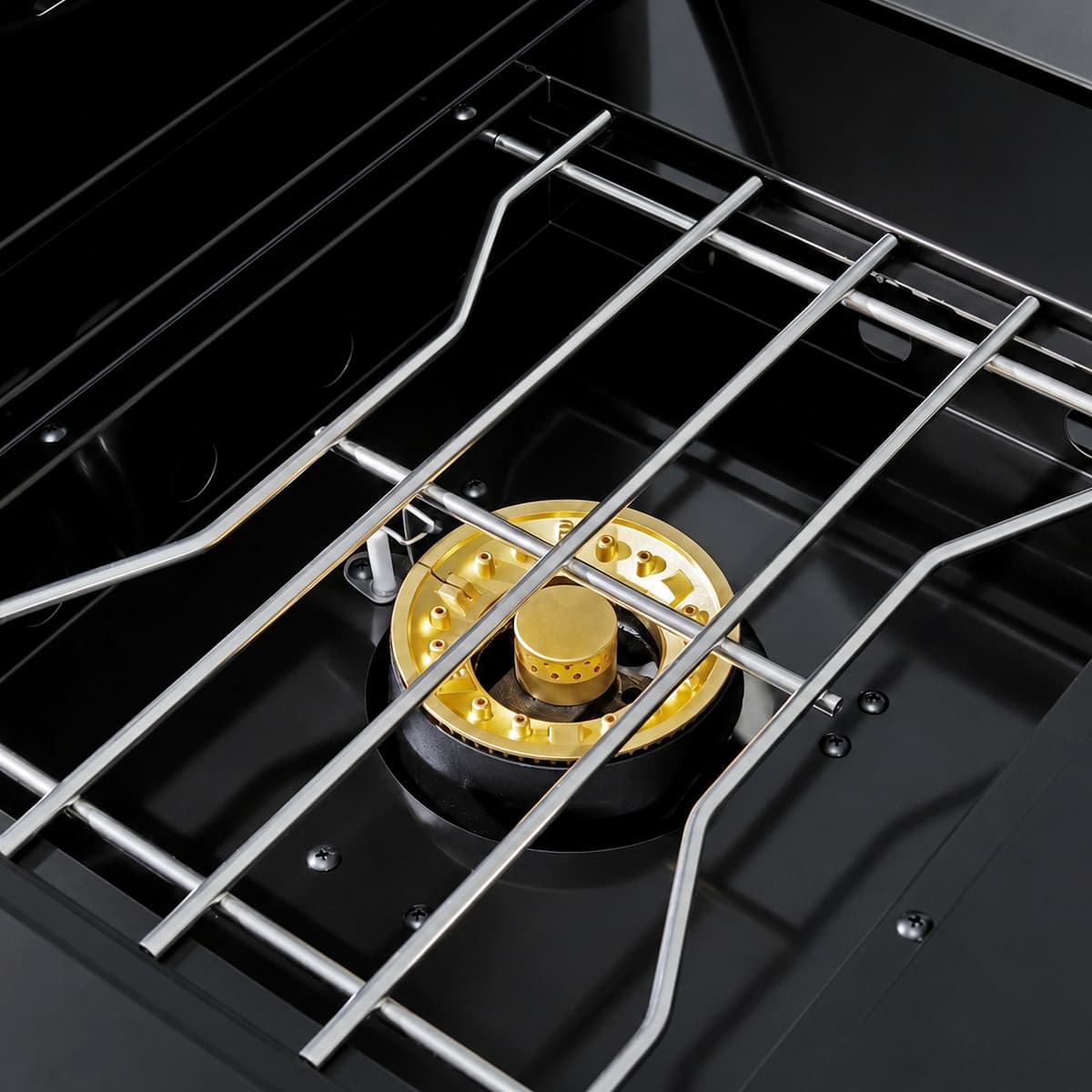 85" 4-Burner 72000 BTU Black Outdoor Kitchen Island Grill with Compact Refrigerator Marble Countertops Sink