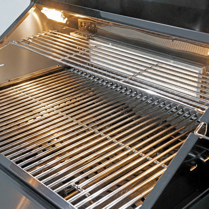 85" 4-Burner 72000 BTU Black Outdoor Kitchen Island Grill with Compact Refrigerator Marble Countertops Sink