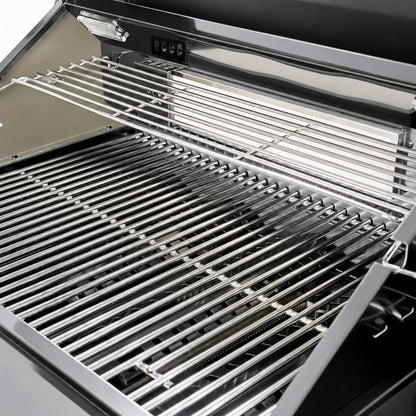 85" 4-Burner 72000 BTU Black Outdoor Kitchen Island Grill with Compact Refrigerator Marble Countertops Sink