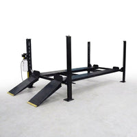 4-Post Car Lift Built for Heavy Duty Storage, 8000 Lb Capacity, Cable Drive System, Extended Length — Studio Shot