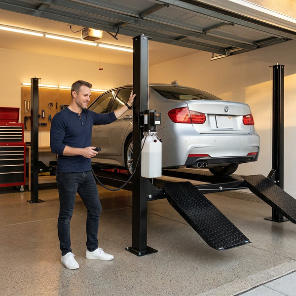 4-Post Car Lift Built for Heavy Duty Storage, 8000 Lb Capacity, Cable Drive System, Extended Length