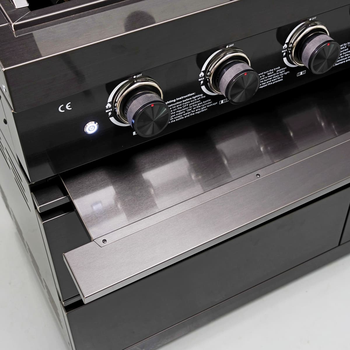 85" 4-Burner 72000 BTU Black Outdoor Kitchen Island Grill with Compact Refrigerator Marble Countertops Sink
