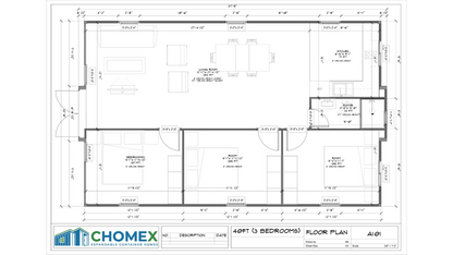Grand Luxe – 40'+ Expandable Container Home | 3 Bedrooms | Full Bath, Kitchen, Living Room | High-Ceiling Modular Home (865 SF)