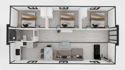 Vista Bode – 40' Expandable Container Home | 3 Bedrooms | Full Bath, Kitchen, Living Room (775 SF)