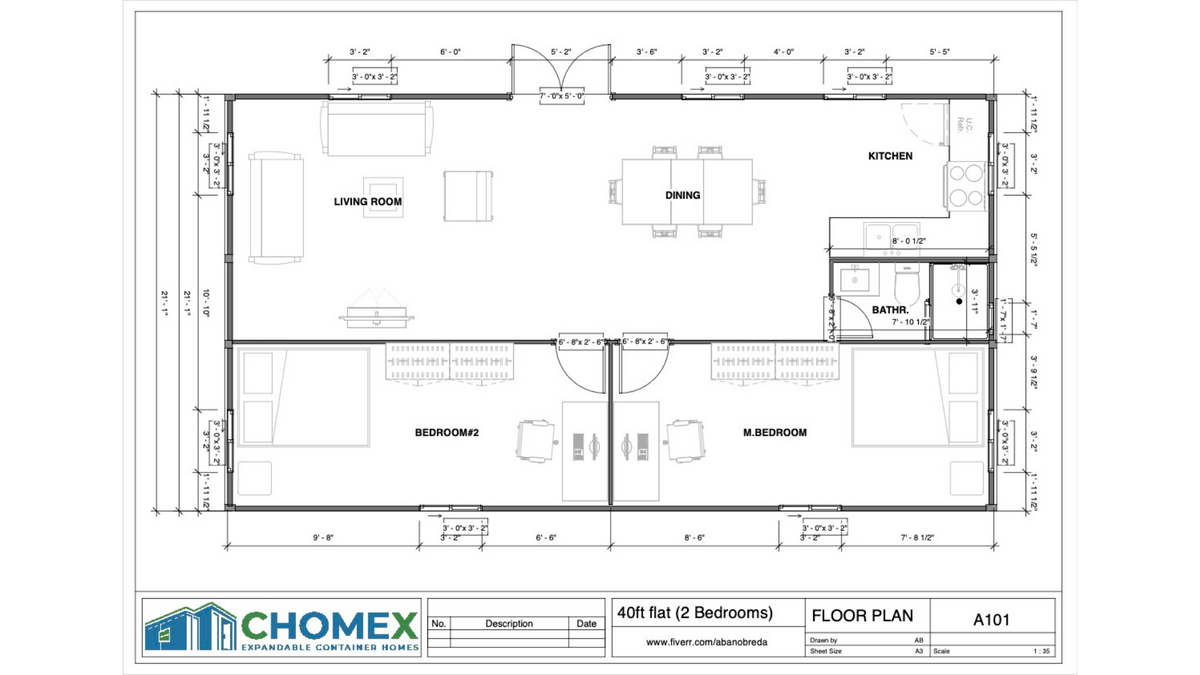 Vista Bode – 40' Expandable Flat Container Home | 2 Bedrooms | Full Bath, Kitchen, Living Room | 775 SF Modular Tiny Home