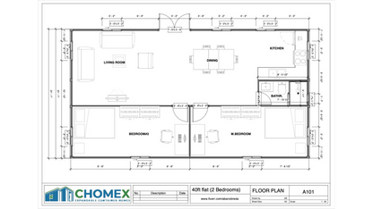 Vista Bode – 40' Expandable Flat Container Home | 2 Bedrooms | Full Bath, Kitchen, Living Room | 775 SF Modular Tiny Home