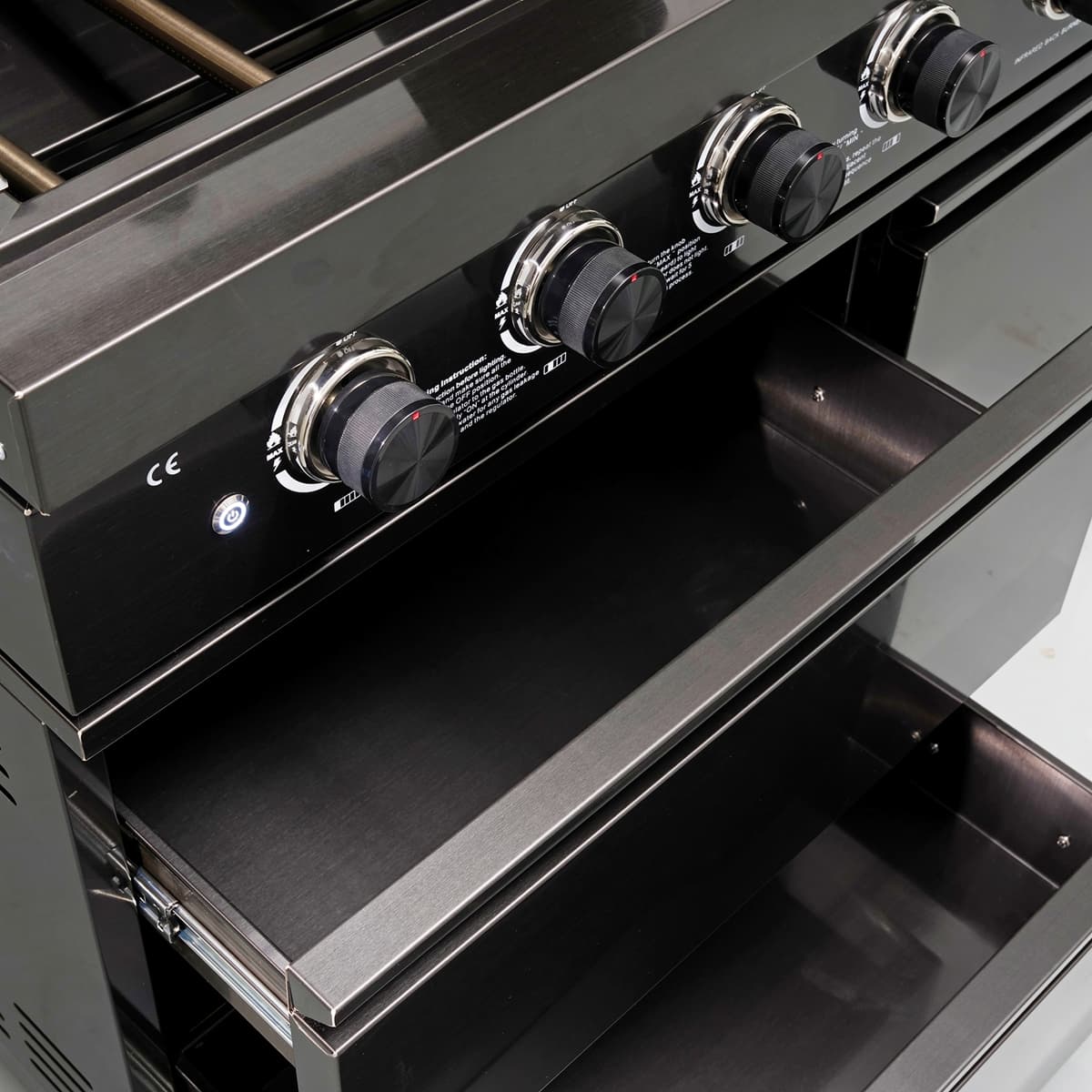 85" 4-Burner 72000 BTU Black Outdoor Kitchen Island Grill with Compact Refrigerator Marble Countertops Sink