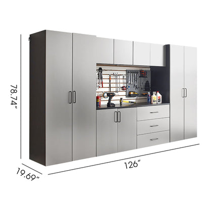 Astro Series Garage Cabinet Set with Soft Closing Drawers - Metallic Gray