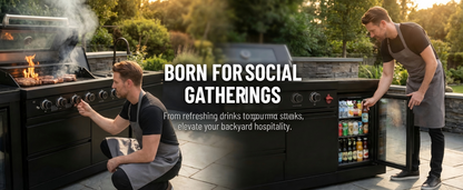 85" 4-Burner 72000 BTU Black Outdoor Kitchen Island Grill with Compact Refrigerator Marble Countertops Sink
