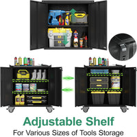 Garage Cabinet System Built to Organize Workshops, Heavy Duty Steel, Modular Design, Workbench Included