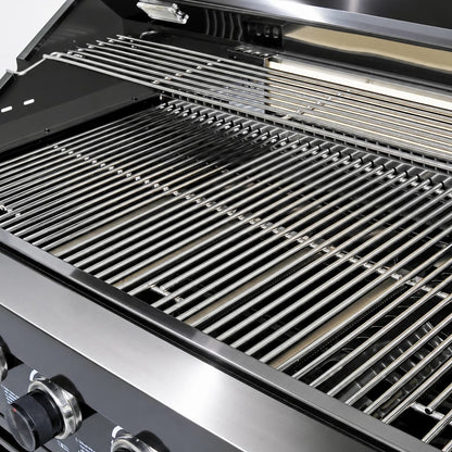 63" 6-Burner 85000 BTU Black Outdoor Kitchen Island Grill + Marble Countertops + Sink
