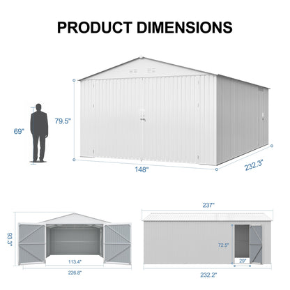Outdoor Storage Shed 20x13 FT - Metal Garden Shed