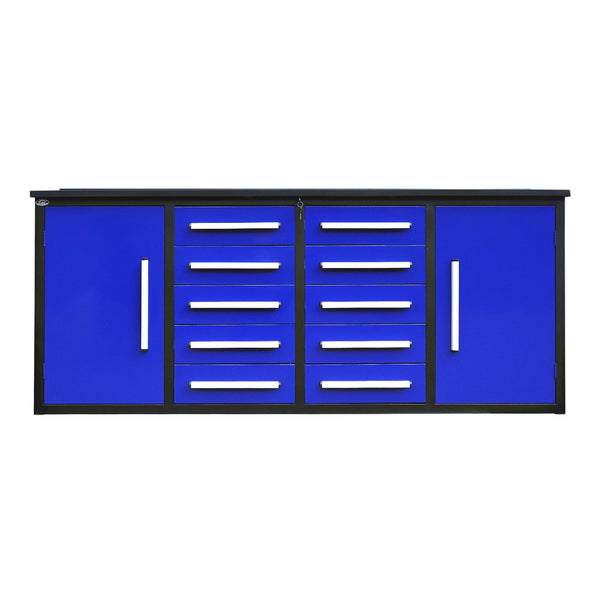 7ft Heavy Duty Workbench with 10 Drawers & 2 Cabinets