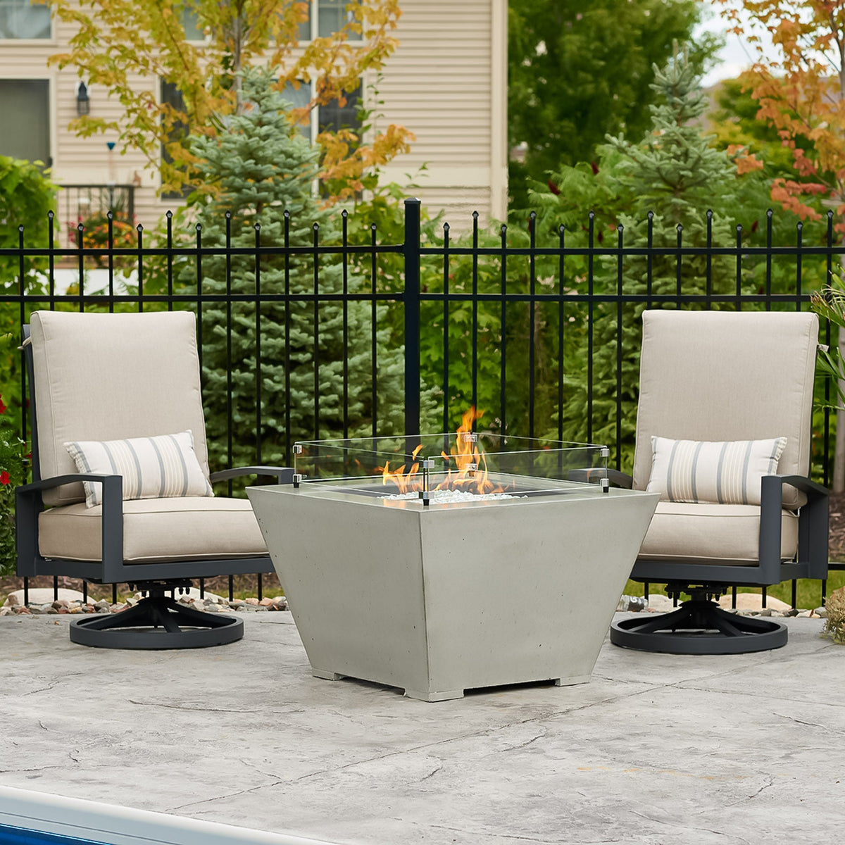 Cove Concrete Trapezoid Gas Fire Pit Bowl 37"