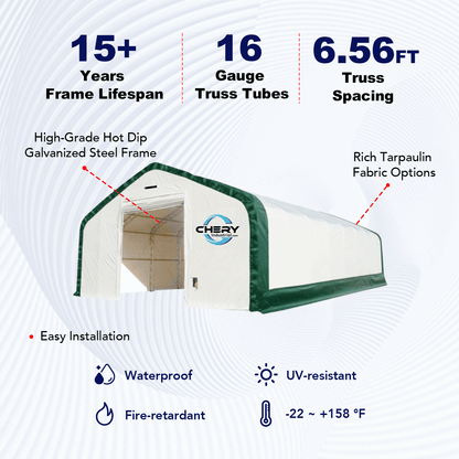 W20'xL33'xH16' Double Truss Storage Shelter