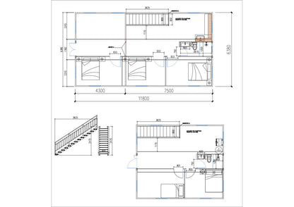 Grand Duo – 40' + 20' Two-Story Expandable Container Home | 4 Bedrooms | 2 Full Baths | Kitchen, Living, & Rooftop Terrace | ~1,250 SF