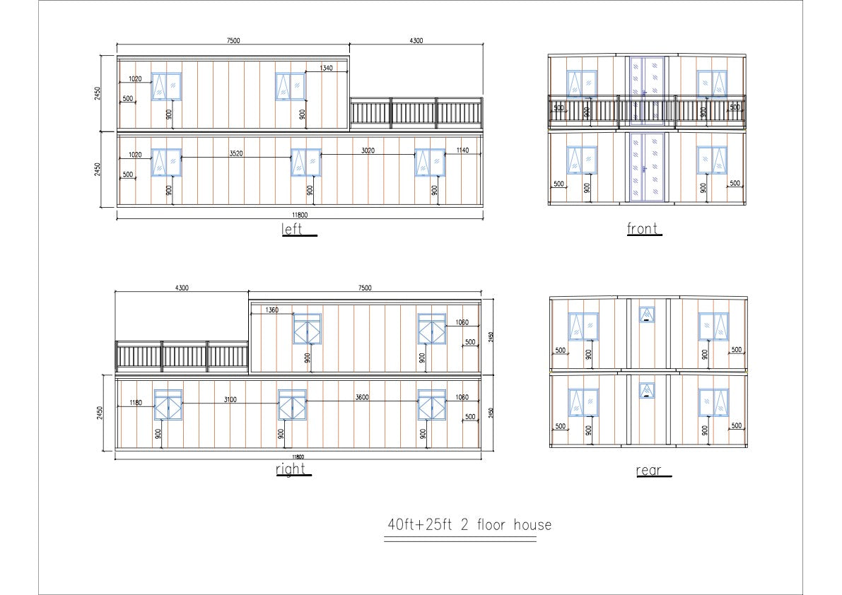 Grand Duo – 40' + 20' Two-Story Expandable Container Home | 4 Bedrooms | 2 Full Baths | Kitchen, Living, & Rooftop Terrace | ~1,250 SF