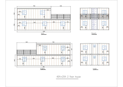 Grand Duo – 40' + 20' Two-Story Expandable Container Home | 4 Bedrooms | 2 Full Baths | Kitchen, Living, & Rooftop Terrace | ~1,250 SF