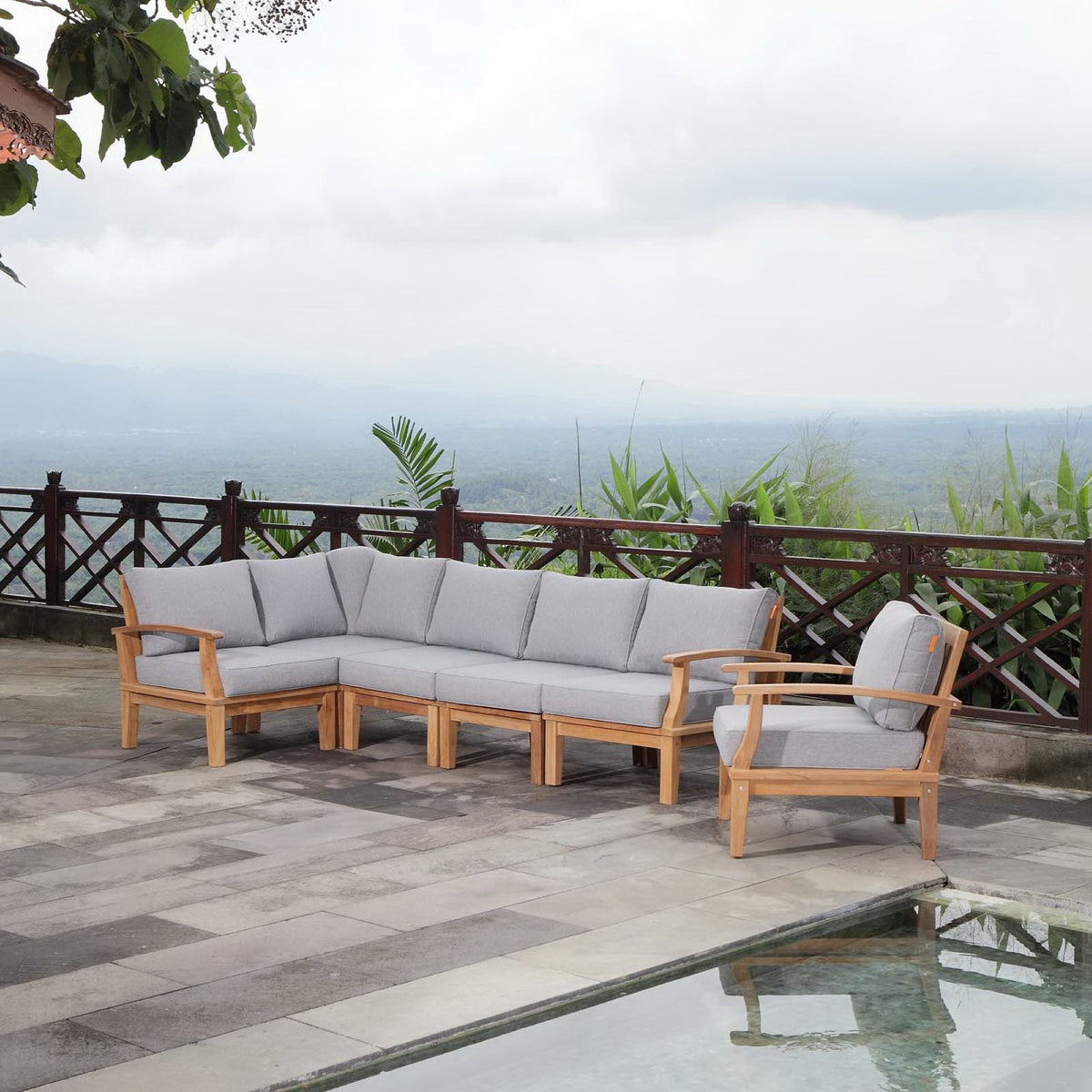 Marina 6 Piece Outdoor Patio Teak Set by Modway