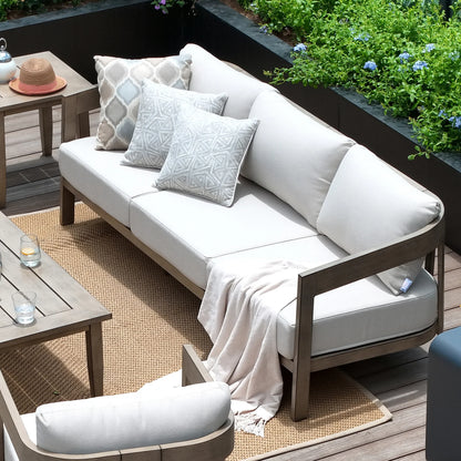 Harmonti 6 Pieces Patio Aluminum Swivel Conversation Sofa Set With Ottoman