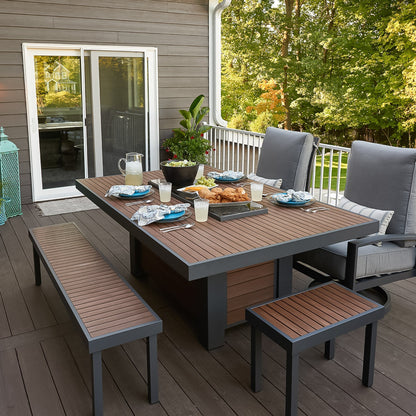 Kenwood and Brooks Linear Dining Height Gas Fire Pit Table