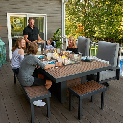 Kenwood and Brooks Linear Dining Height Gas Fire Pit Table