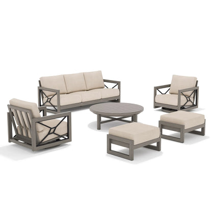 Marindo 6 Piece Outdoor Sofa Set With Swivel Chair and Ottoman