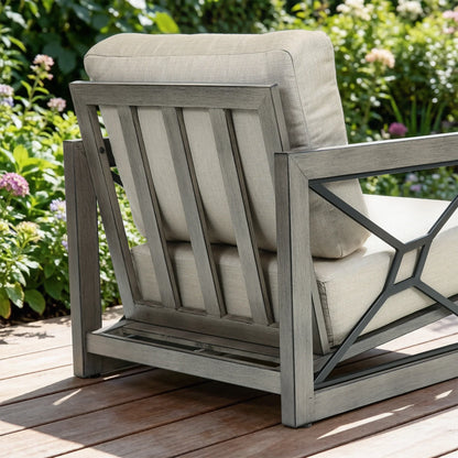 Marindo Luxury Aluminum Patio Conversation Set with Sunbrella® Fabric and Fire Pit Table