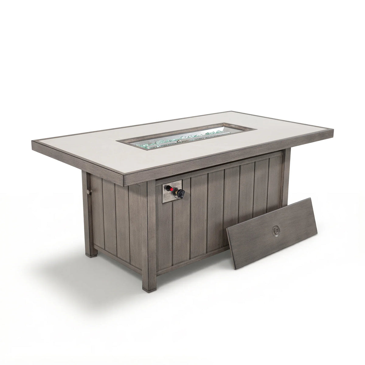 Marindo 7-Piece Aluminum Patio Conversational Swivel Eco-Lounge with Fire Table