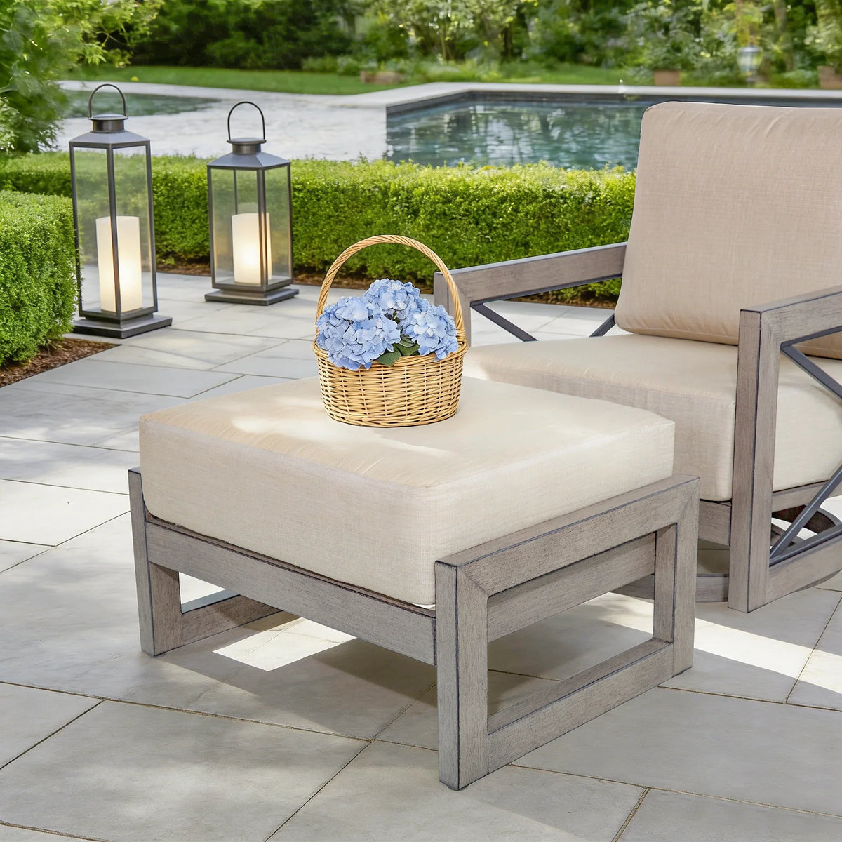 Marindo 7-Piece Aluminum Patio Conversational Swivel Eco-Lounge with Fire Table