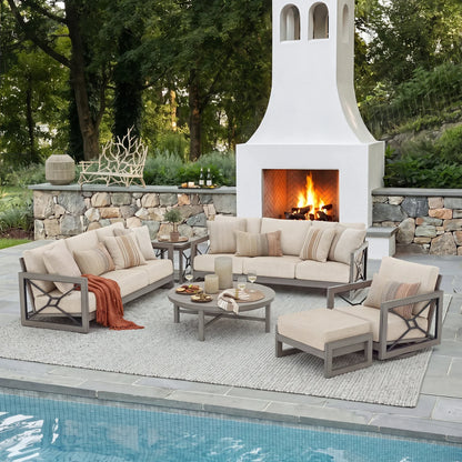 Marindo Convertibale Patio Sectional Set With Swivel Chair and Ottoman