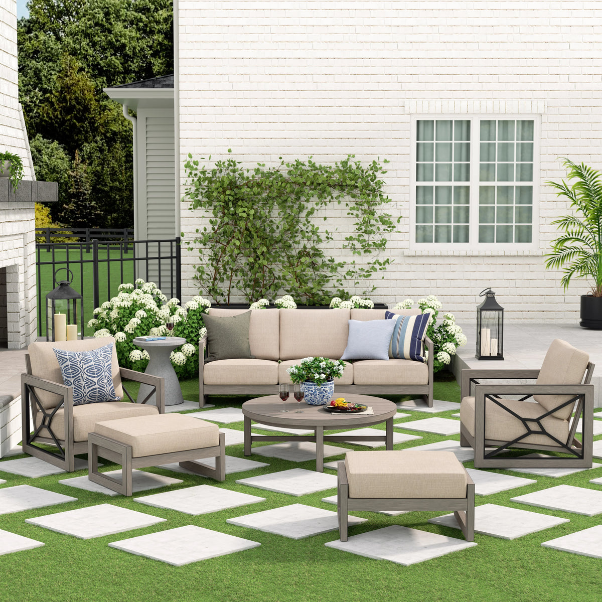 Marindo 6 Piece Patio Seating Set With Club Chair and Ottoman