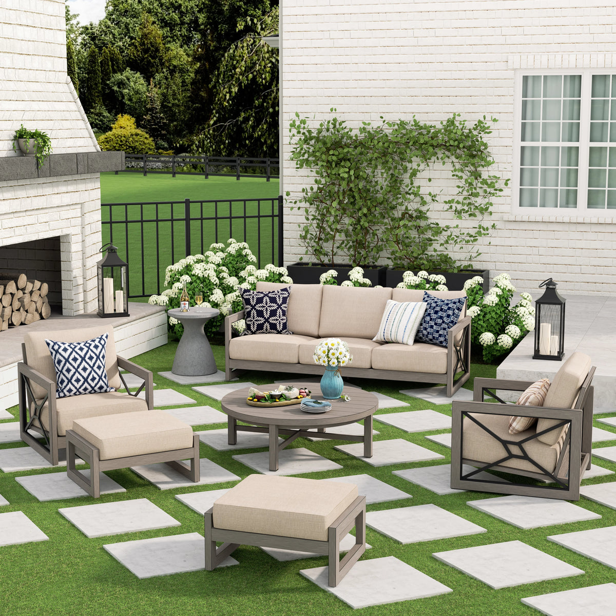 Marindo 6 Piece Patio Seating Set With Club Chair and Ottoman